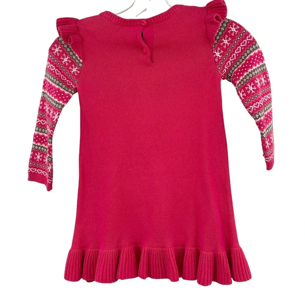 Gymboree Sweater Dress Girls 6 Pink Snowflake Fair Isle Winter Holiday Ruffle